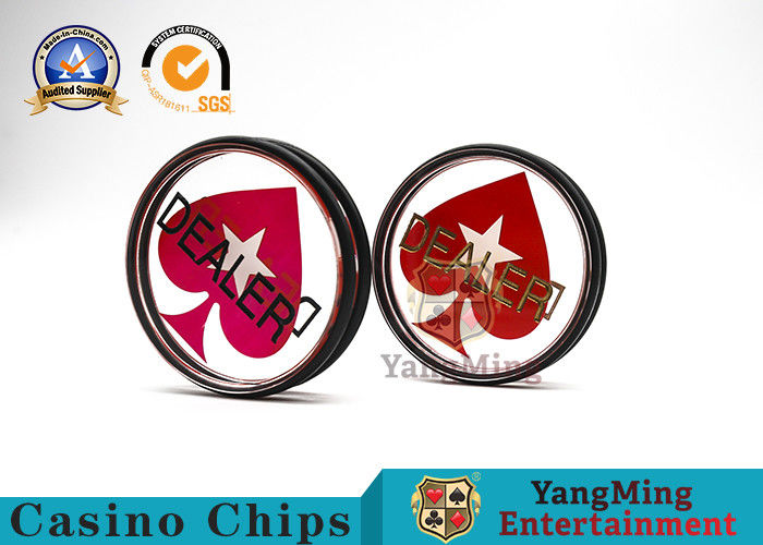 คุณภาพ เครื่องหมายแกะสลักสองด้านด้านล่างอะคริลิคใส Custom Texas Hold'Em Poker Table Dealer Button โรงงาน