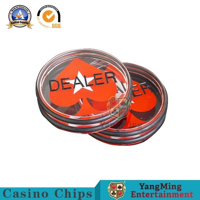คุณภาพ เครื่องหมายแกะสลักสองด้านด้านล่างอะคริลิคใส Custom Texas Hold'Em Poker Table Dealer Button โรงงาน