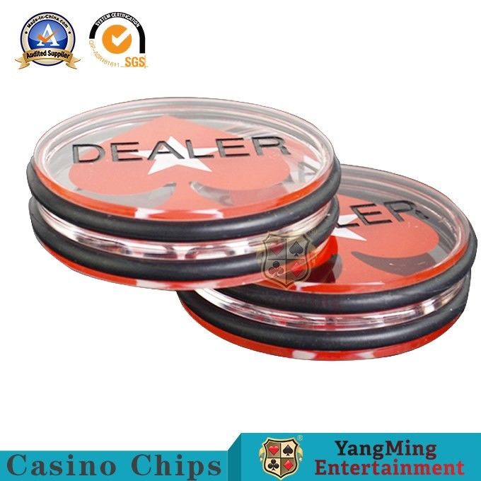 Calidad Marcadores tallados de doble cara Parte inferior Acrílico transparente Botón de distribuidor de mesa de póquer Texas Hold'Em personalizado fábrica