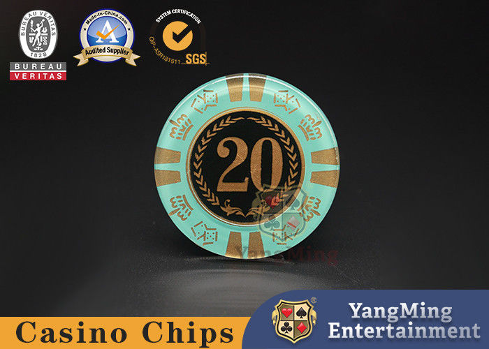 Quality Acrylic Crystal Casino Poker Chips With Screen Printing Pattern factory