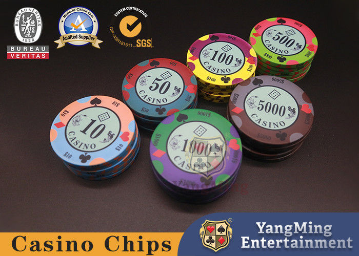 Kwaliteit Texas Club Casino Style Poker Chips Anti Counterfeit Ceramic Chips fabriek