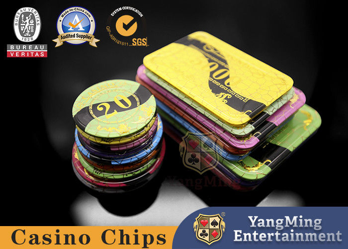 Quality 50mm Baccarat Texas Casino Poker Chips Acrylic Crystal Gilded Grid Anti Counterfeit factory