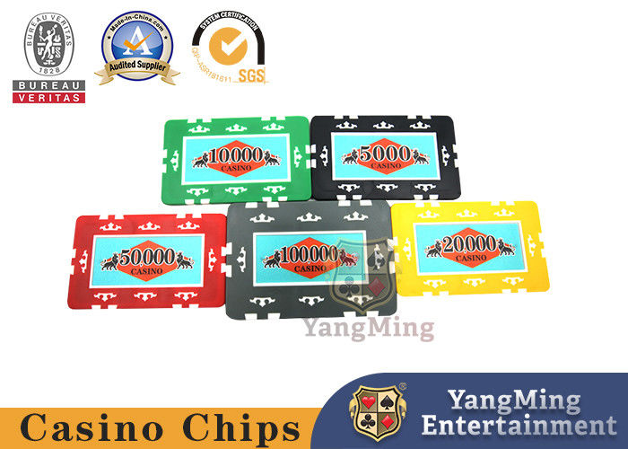 الجودة ABS 11.5g Professional Baccarat Texas Poker Chip Set أصفر أخضر أحمر اللون مصنع