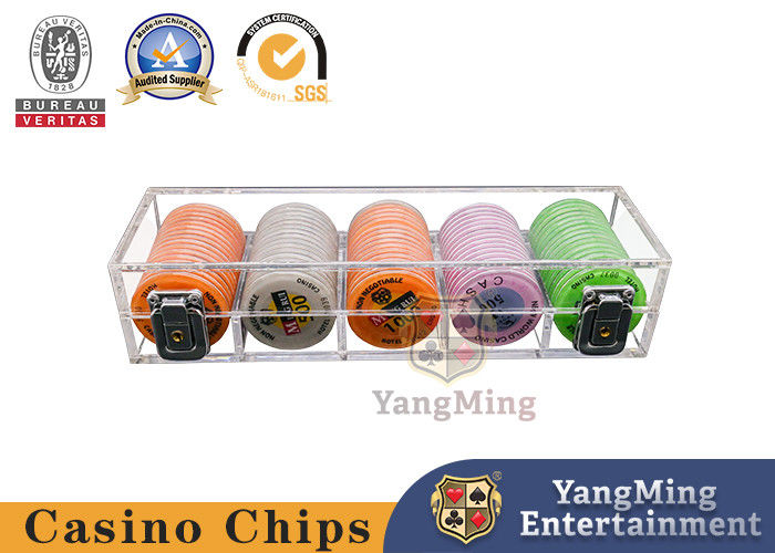 Kalite 100 Adet 45mm Casino Poker Çip Tepsisi Kilitli Akrilik Şeffaf Poker Masa Oyunu fabrika