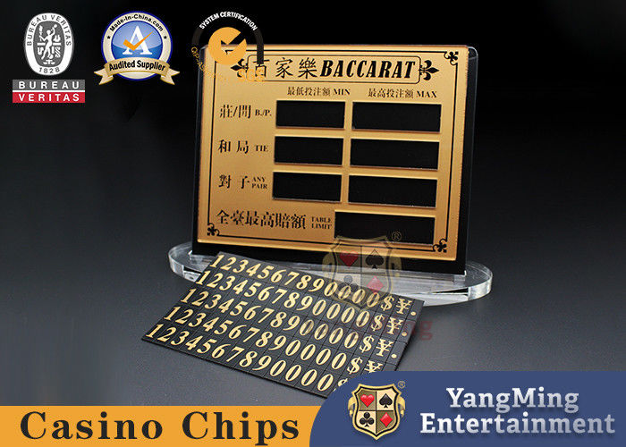 Qualità Incavo che scommette il segno di limite per la Tabella di gioco acrilica del tavolo verde della mazza del baccarat fabbrica