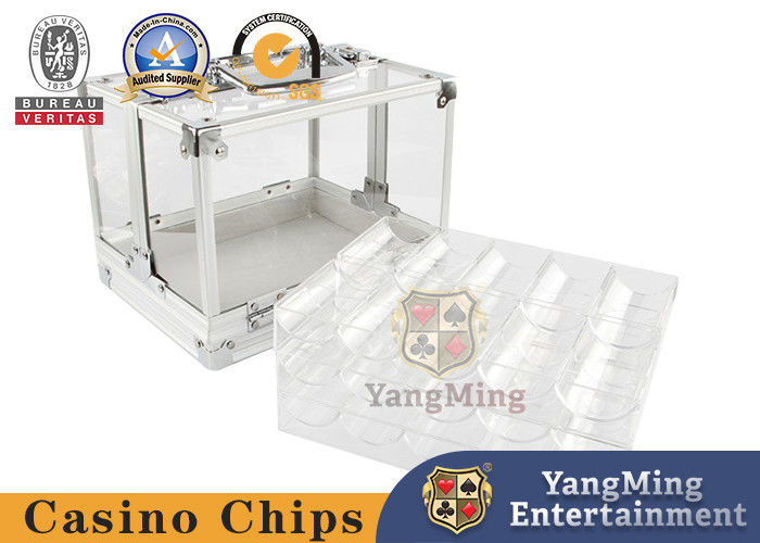 Quality Acrylic Casino Chip Case Holds 600 Poker Chips With 6 Trays factory