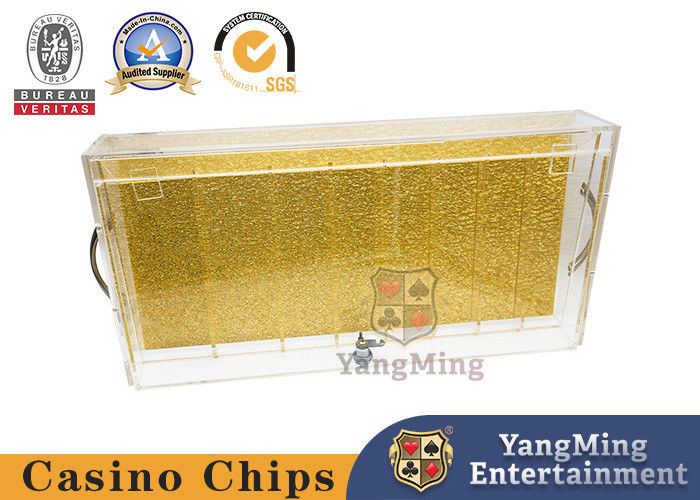 Quality Fully Transparent Acrylic 8 Grid Lockable Chip Box Poker Table Top Handle Chip Tray factory