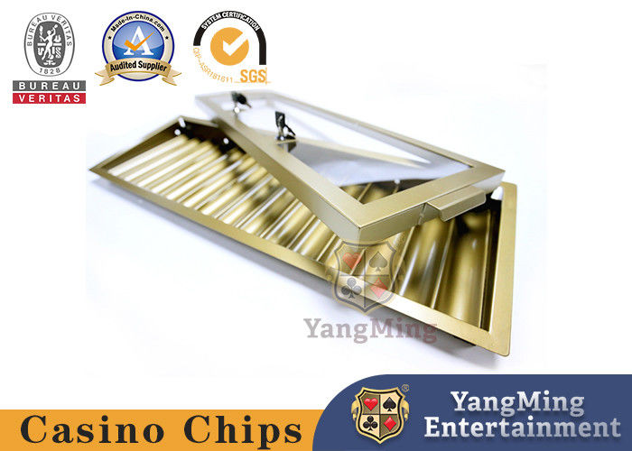 Quality 15 Grid Metal Electroplated Poker Chip Float With Single Layer Lock Iron Chip Tray factory