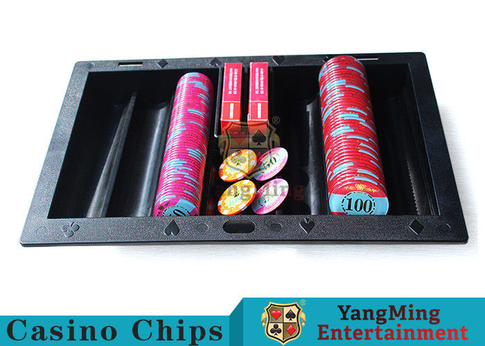 Texas Holdem Casino Chip Tray Black Color , Comfortable Touch Casino