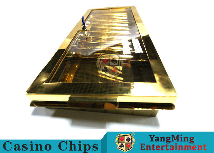 Bright Golden Texture Metal Casino Chip Tray , Poker Table Chip Tray