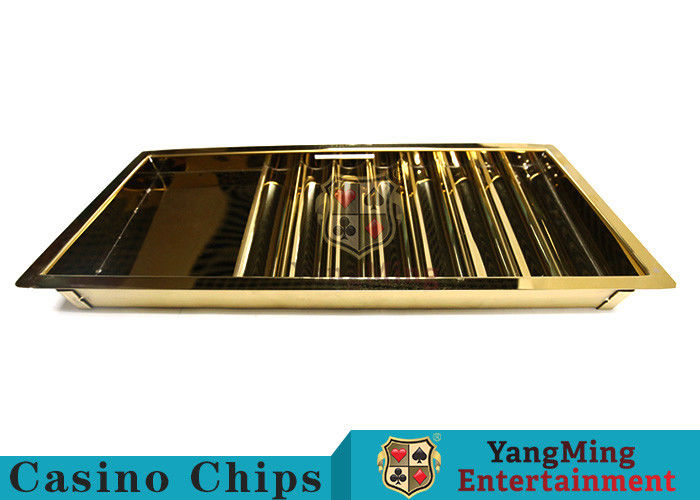 Bright Golden Texture Metal Casino Chip Tray , Poker Table Chip Tray Inserts