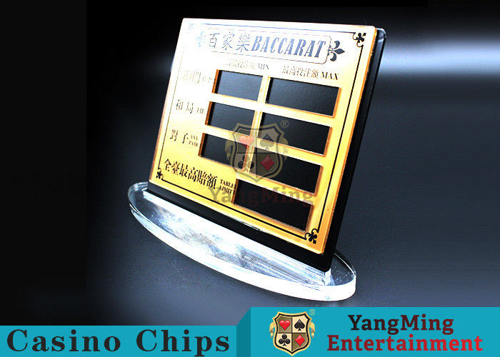 Qualität Bakkarat-Schürhaken-Tabellen-reines kupfernes materielles Unterhaltungs-Bet Card Casino Table Limit-Zeichen mit dem Magnet-Haften Fabrik