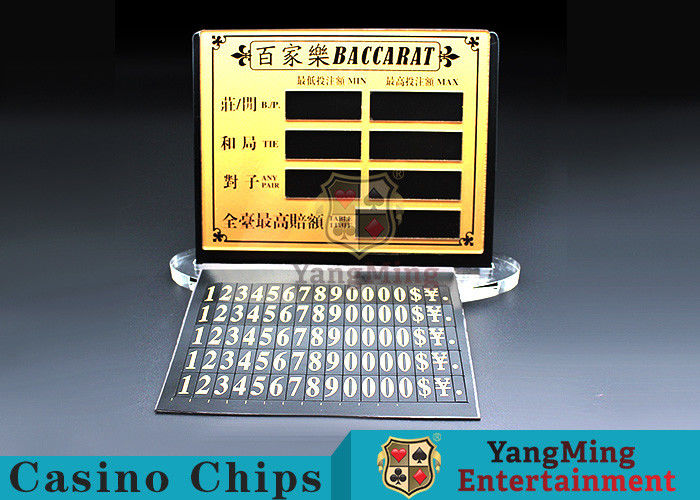 Qualität Bakkarat-Schürhaken-Tabellen-reines kupfernes materielles Unterhaltungs-Bet Card Casino Table Limit-Zeichen mit dem Magnet-Haften Fabrik