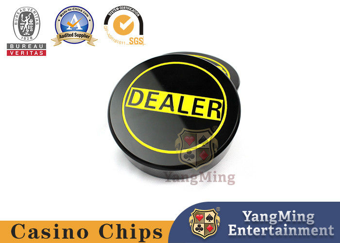 Quality Black Acrylic Dealer Hold'Em Poker Table Game Double Sided Engraved Positioning Card factory