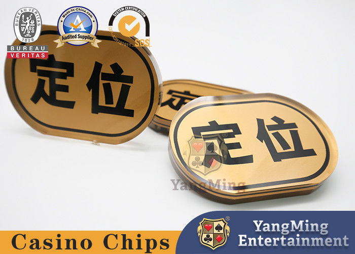Kualitas Kartu Posisi Oval Emas Aksesori Permainan Meja Poker Banteng Internasional Disesuaikan pabrik