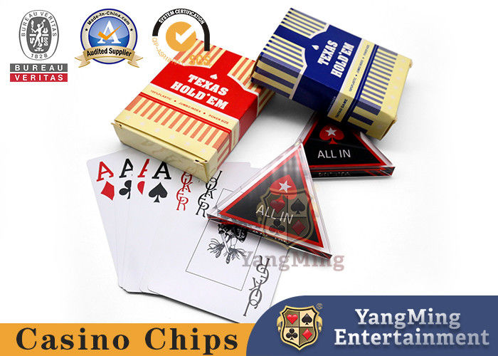 Qualität Durchsichtige Akryl-Dreiecks-Positionierungskarte Texas Hold'Em Poker Hearts ALL IN Card Fabrik