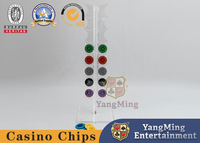 Quality 16 Vertical Chip Display Stand With Transparent Acrylic Design 40mm Round Poker Chips factory