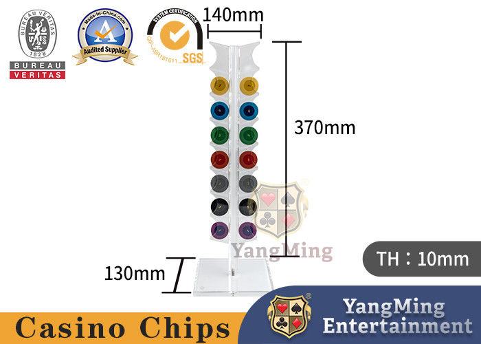 Quality 16 Vertical Chip Display Stand With Transparent Acrylic Design 40mm Round Poker Chips factory