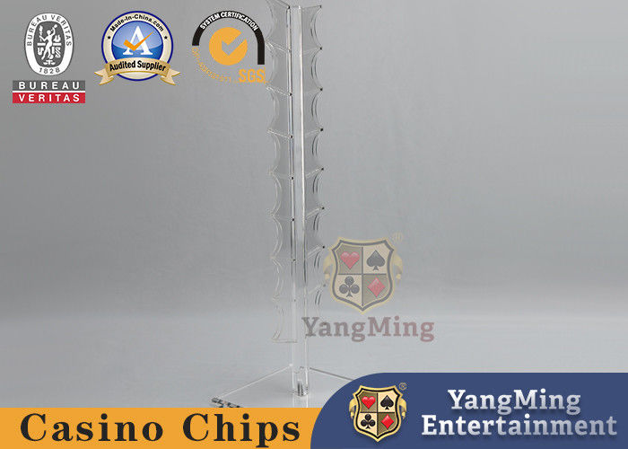 Kualitas Kasino Makau Vertikal 16 Tempat Chip Desain Akrilik Transparan Chip Poker Bulat 40Mm pabrik