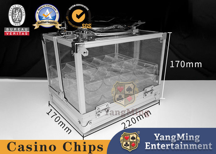 Ποιότητα Μπάκαρα Τέξας Τραπεζικό Παιχνίδι Chip Box 600 κομμάτια Αλουμίνιο Alloy με κλειδαριά Chip Carrier εργοστάσιο