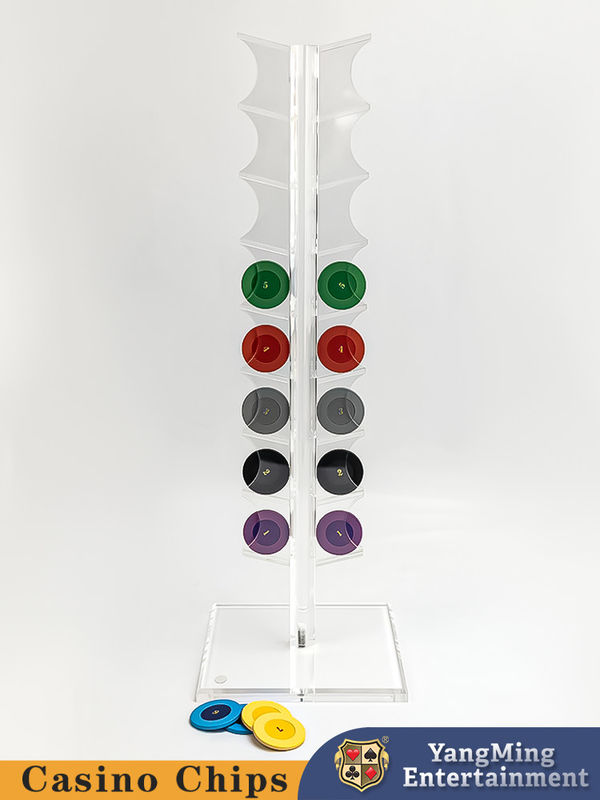 品質 ギャンブルルーレットテーブル アクリルポーカーチップホルダー 透明な円形チップ16個 工場