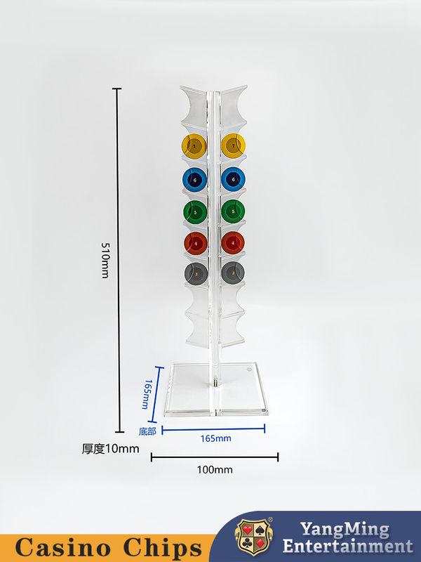 品質 ギャンブルルーレットテーブル アクリルポーカーチップホルダー 透明な円形チップ16個 工場