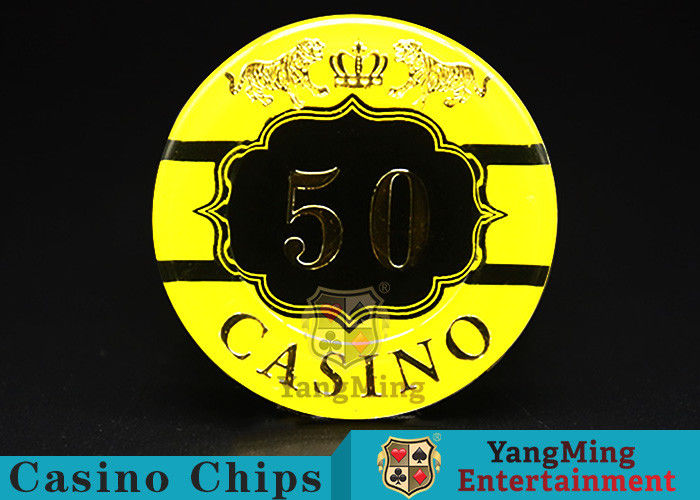 Kualitas Kristal Akrilik Harimau Gambar Kasino Poker Chips Putaran 40/45 / 50mm pabrik