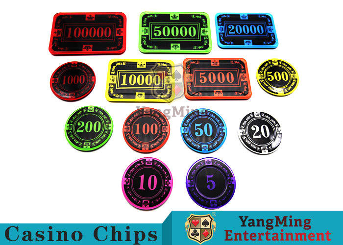 Kwaliteit 12g heldere de Slijtageweerstand van Kleurencrystal acrylic poker chips high fabriek