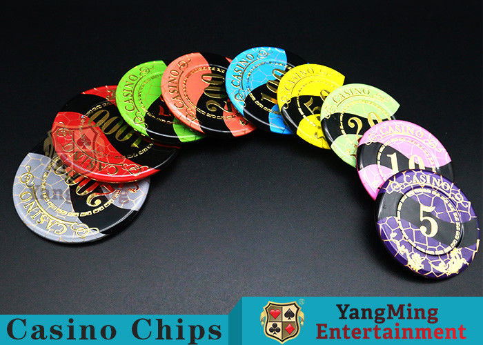 Kwaliteit Crystal Acrylic Casino Poker Chips met Mesh Bronzing Silk Screen fabriek