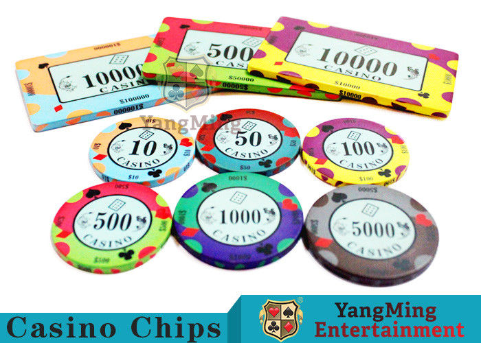 40 / 43mm Diameter Ceramic Casino Chips Bright Colors With Colors Available