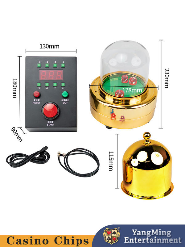 Qualidade Taça de dados elétricos personalizada, caixa de controle preta, tabela de póquer de tamanho para o Casino dourado brilhante fábrica