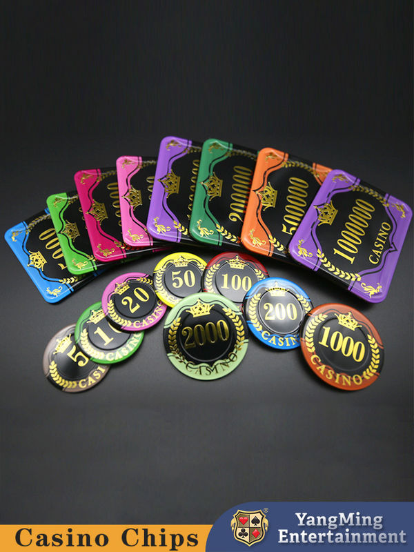 Quality Texas Baccarat Table Casino Poker Chips Acrylic Gold Stamping Customized factory