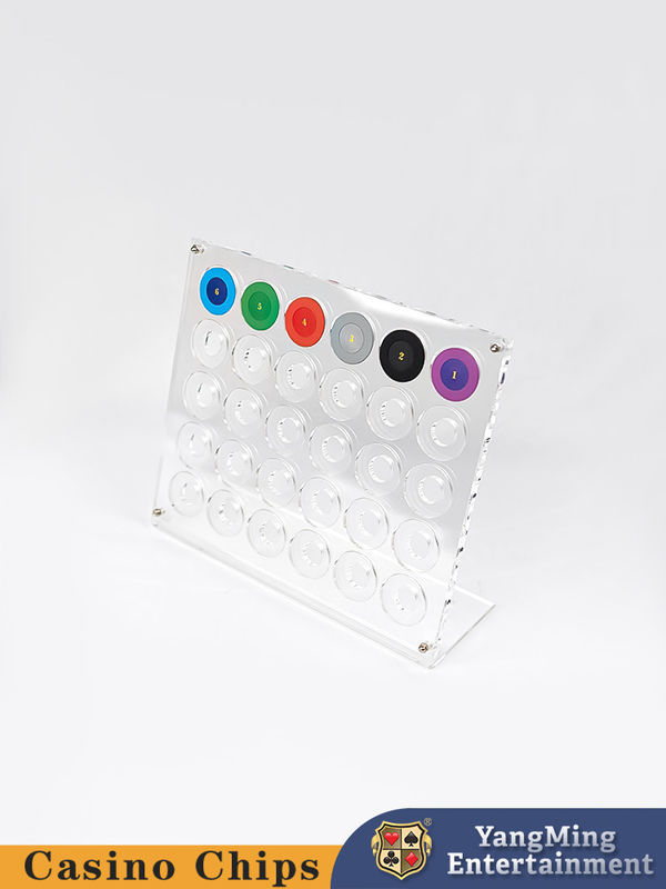 Qualità 30 pezzi di trasparente poker chip display stand fabbrica