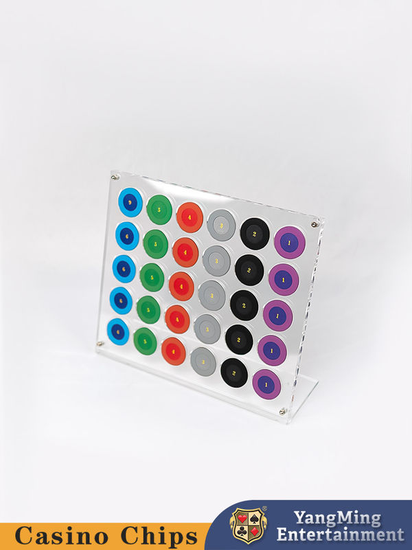 Qualità 30 pezzi di trasparente poker chip display stand fabbrica