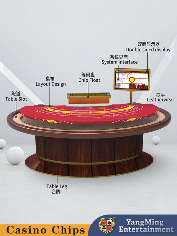 गुणवत्ता कस्टम डिजाइन ट्रेडल कैसीनो पोकर टेबल ओवल ट्रेडल लकी छह बैकारेट पोकर टेबल कारखाना
