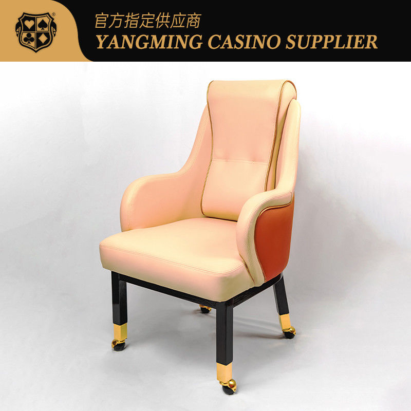 Calidad Confortable de cuero y madera Wynn Macao modelo personalizado del jugador silla Casino Baccarat con ruedas silla de póquer fábrica