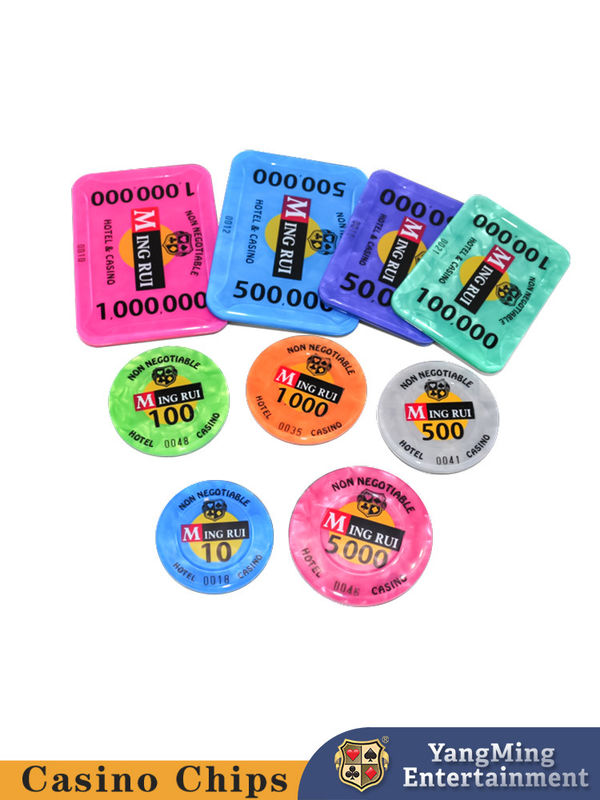 Kualitas Spot Supply Shell Pattern Acrylic RFID Chip Dengan UV Independen Anti-pemalsuan Baccarat Poker Table Games pabrik