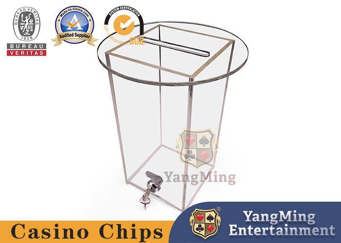 Calidad Juego de azar Baccarat Poker Tabla Drop Juego de cartas Caja de acrílico Portador de efectivo Fondo redondo con 1 cerradura fábrica