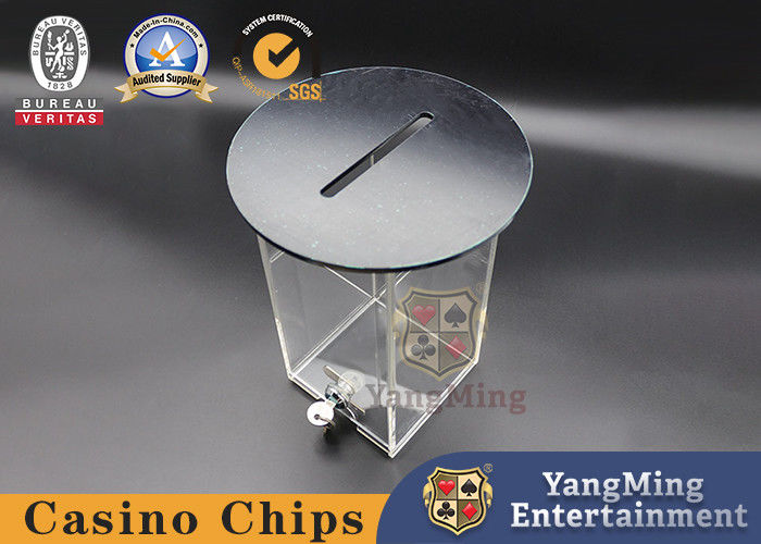 Qualität Spielender Bakkarat-Schürhaken-Ausschuss-Halter-Tabellen-Tropfen-Spielkarte-Acrylkasten-Bargeld-Fördermaschinen-Rundboden mit 1 Verschluss Fabrik