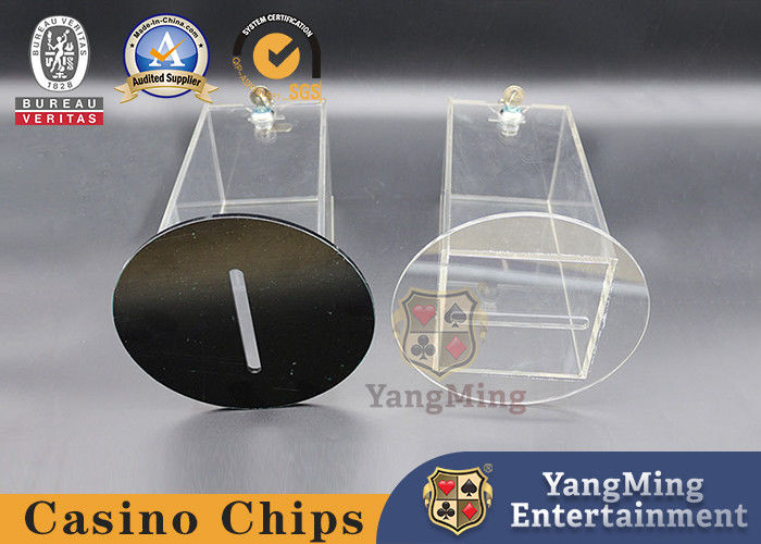 Quality Gambling Baccarat Poker Discard Holder Table Drop Playing Cards Acrylic Box Cash Carrier Round Bottom With 1 Lock factory