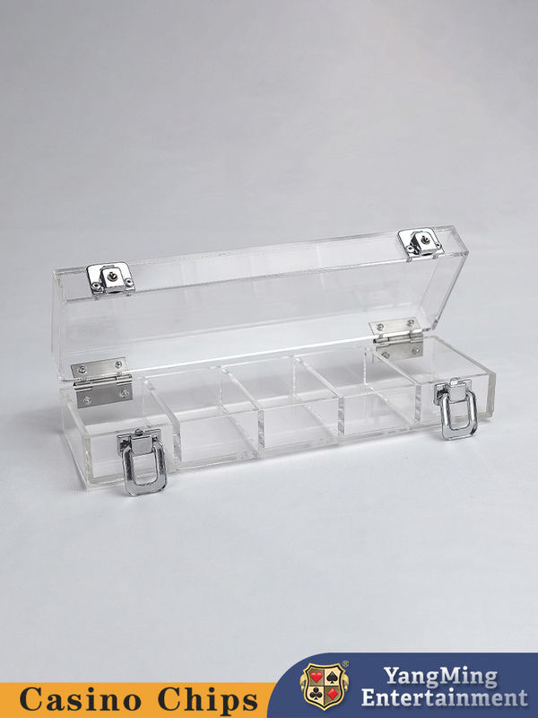 Quality Fully Transparent Acrylic 100 Yard 50mm Locking Chip Tray Casino Baccarat Tabletop Poker Game Chip Tray factory