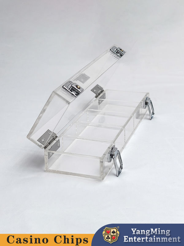 Quality Fully Transparent Acrylic 100 Yard 50mm Locking Chip Tray Casino Baccarat Tabletop Poker Game Chip Tray factory