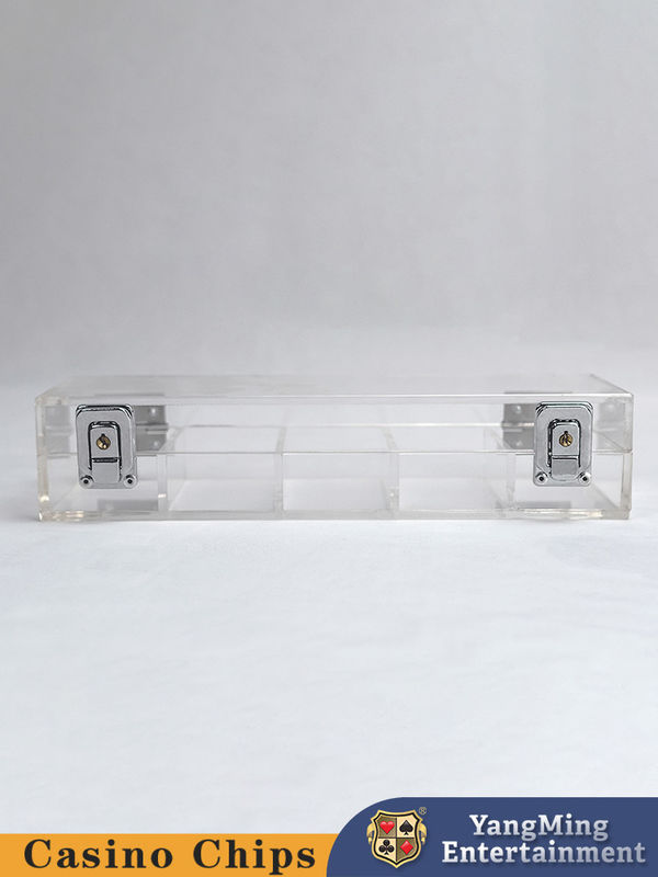 Quality Transparent Acrylic 100 Yard Locking Chip Tray Baccarat Texas Gambling Poker Chip Tray factory