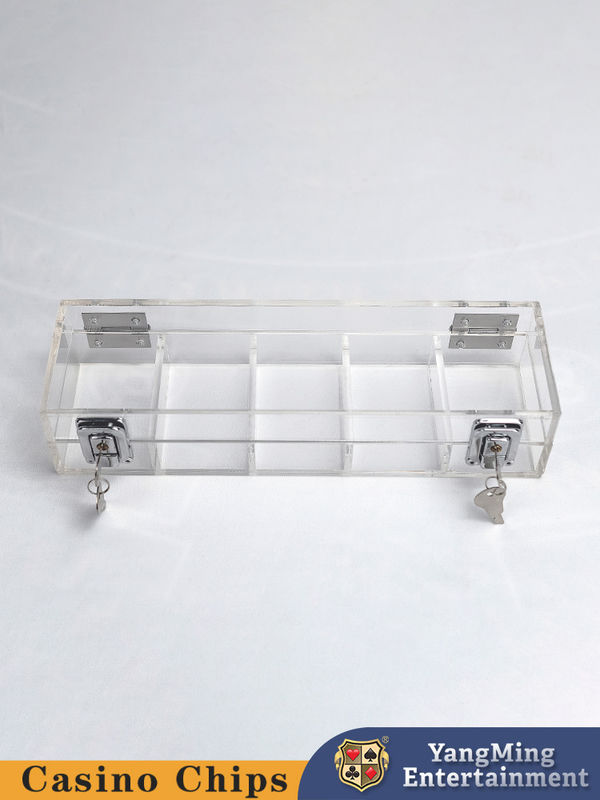 Quality Transparent Acrylic 100 Yard Locking Chip Tray Baccarat Texas Gambling Poker Chip Tray factory