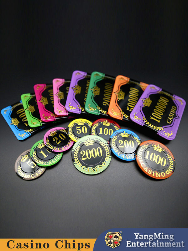 Qualidade Venda a retalho Customizado Coronha de Trigo Estampagem Chips Acrílicos Baccarat Texas Hold'em Casual Games Chips de Mesa fábrica