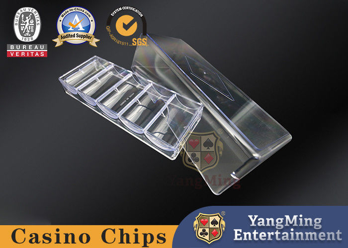 Qualität Texas halten sie Reihen-Kasino-Chip-Behälter-Floss-Spieltisch eingeweihter schwarzer Farbplastikchip-carrier des Schürhaken-Club-6 Fabrik