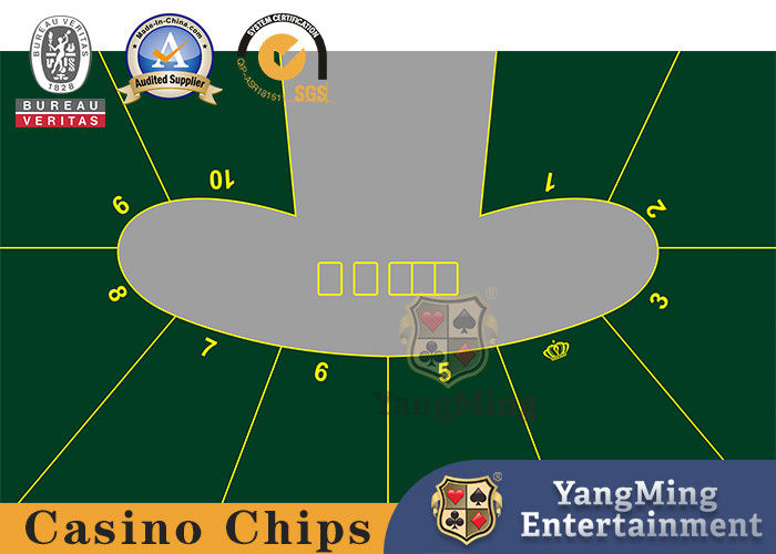 Kualitas Bentuk kacang-kacangan Pencetakan dua warna Standar 10 orang Texas Hold'em Poker Game Kasino Custom Tablecloth pabrik