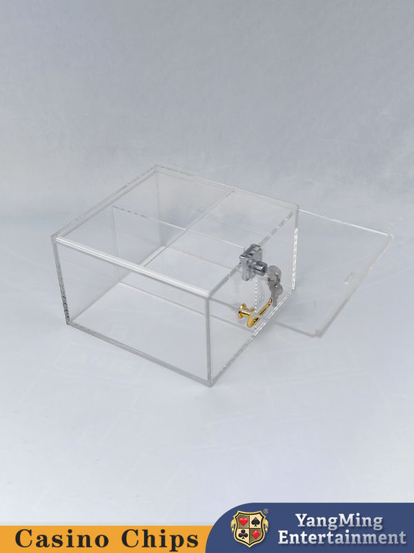 Quality Acrylic Two Compartment Locking Chip Case Poker Table Game Table Top Chip Case factory