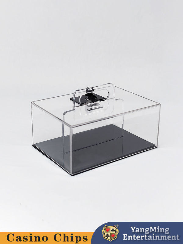 Kualitas Desain Baru Transparan Akrilik Kunci Chip Portable Case Texas Club Poker Game Countertop Chip Case pabrik