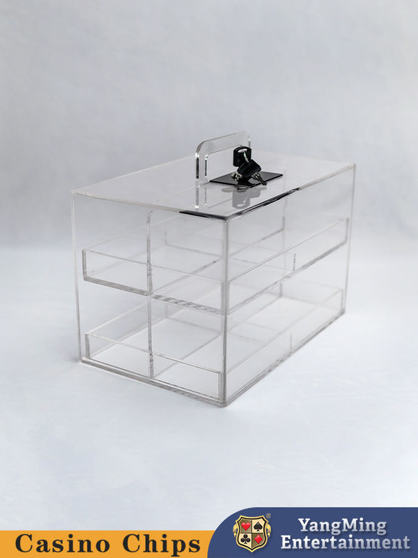 Qualité Casse à puce de poker épaissie en acrylique transparente Casse à puce carrée avec table de poker verrouillée usine
